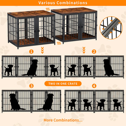 Bingopaw Heavy Duty Wooden Dog Crate Large Cage Puppy Kennel End Table Furniture